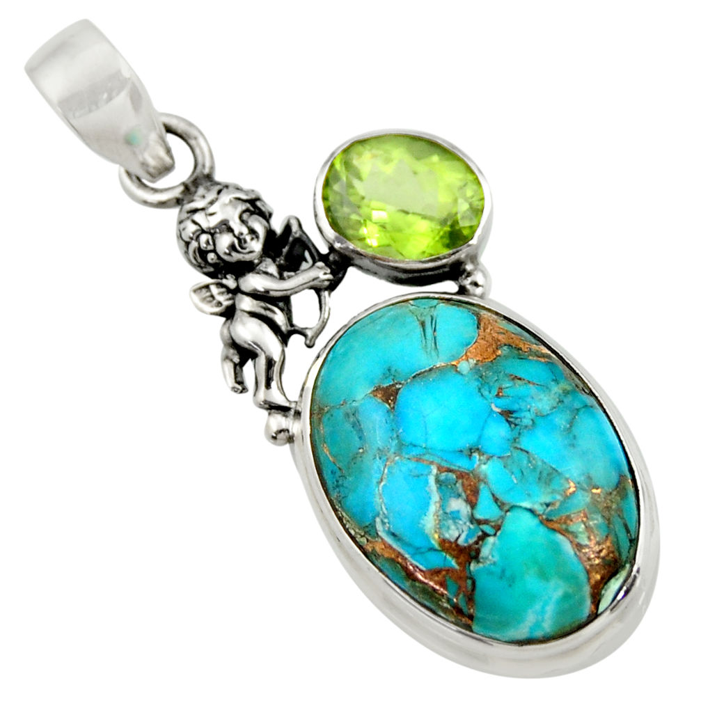 pper turquoise peridot 925 sterling silver angel pendant d41738
