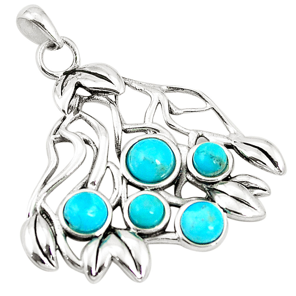 Southwestern blue copper turquoise 925 sterling silver pendant c10865