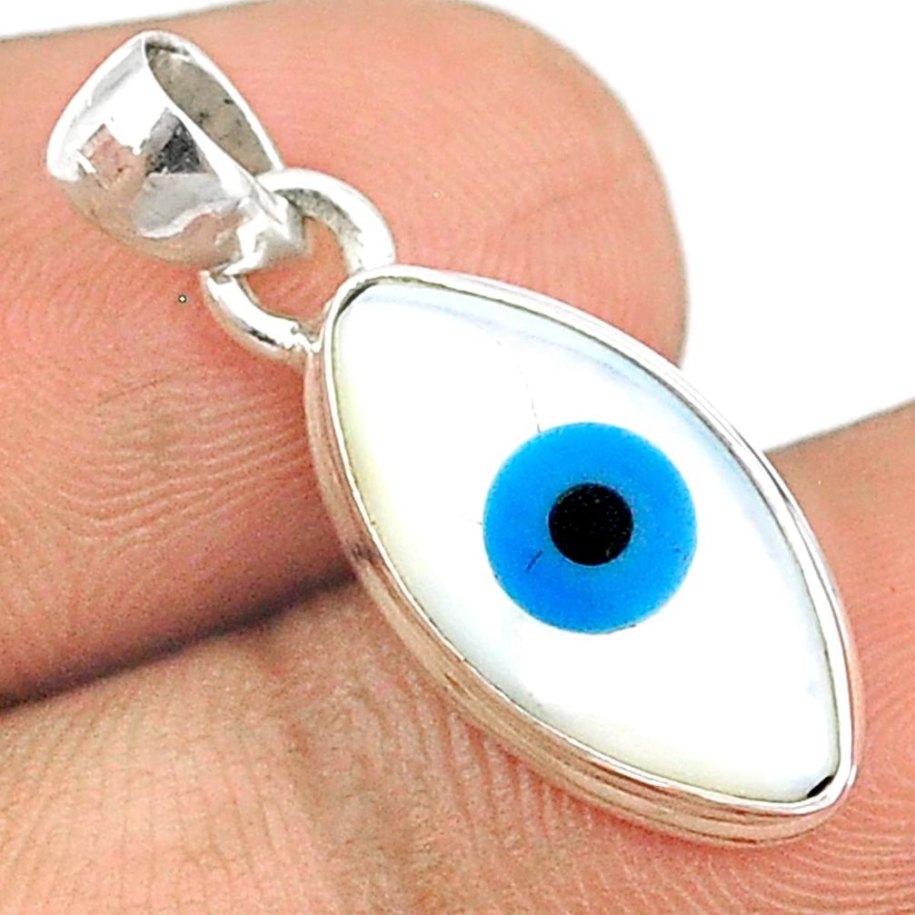 5.65cts blue evil eye talismans 925 sterling silver pendant jewelry u26362