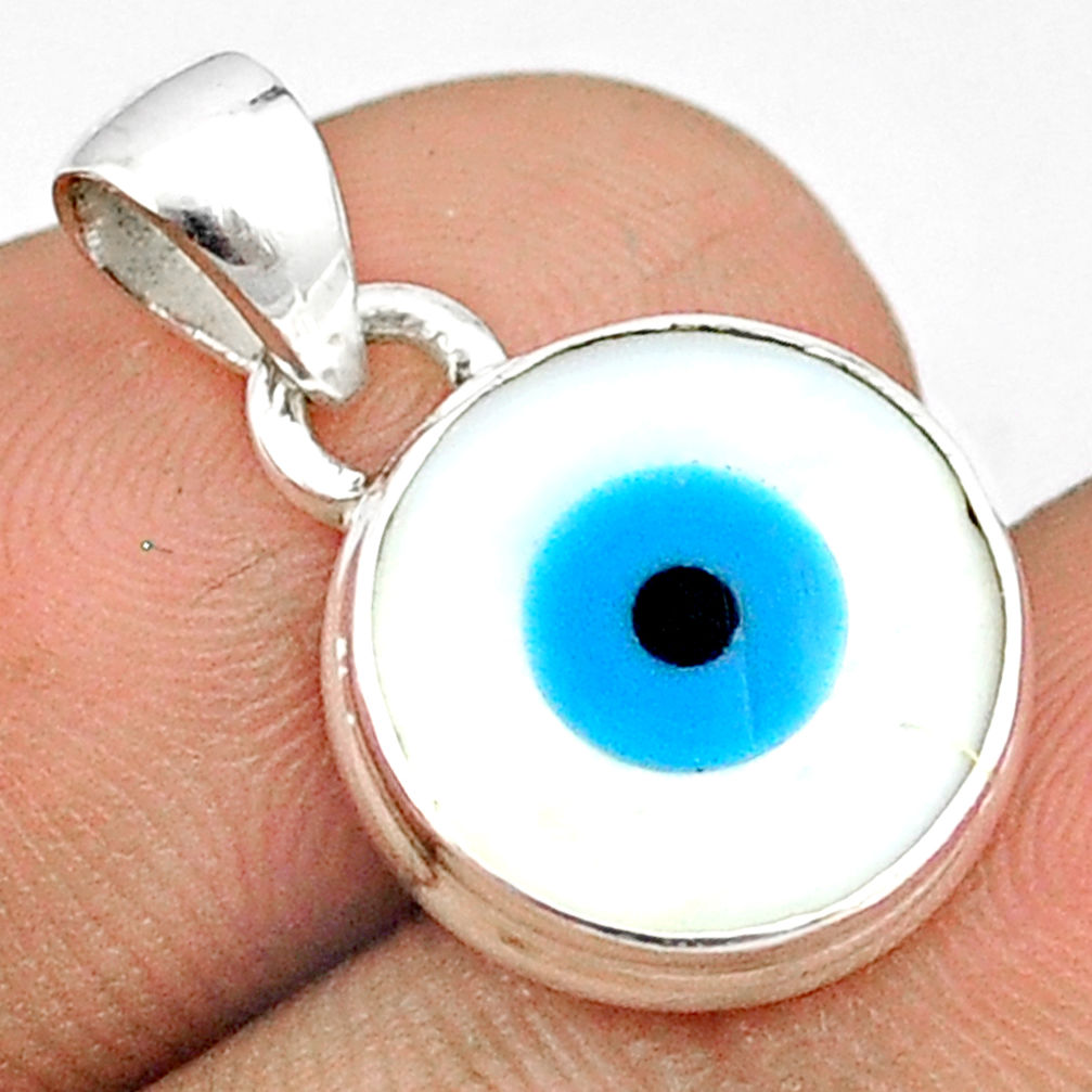 5.21cts blue evil eye talismans round 925 sterling silver pendant jewelry u26377