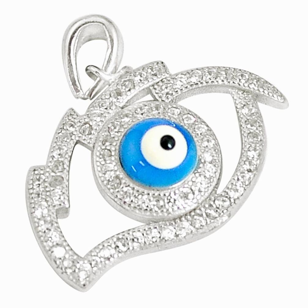 2.72cts blue evil eye talismans topaz 925 sterling silver pendant jewelry c18967