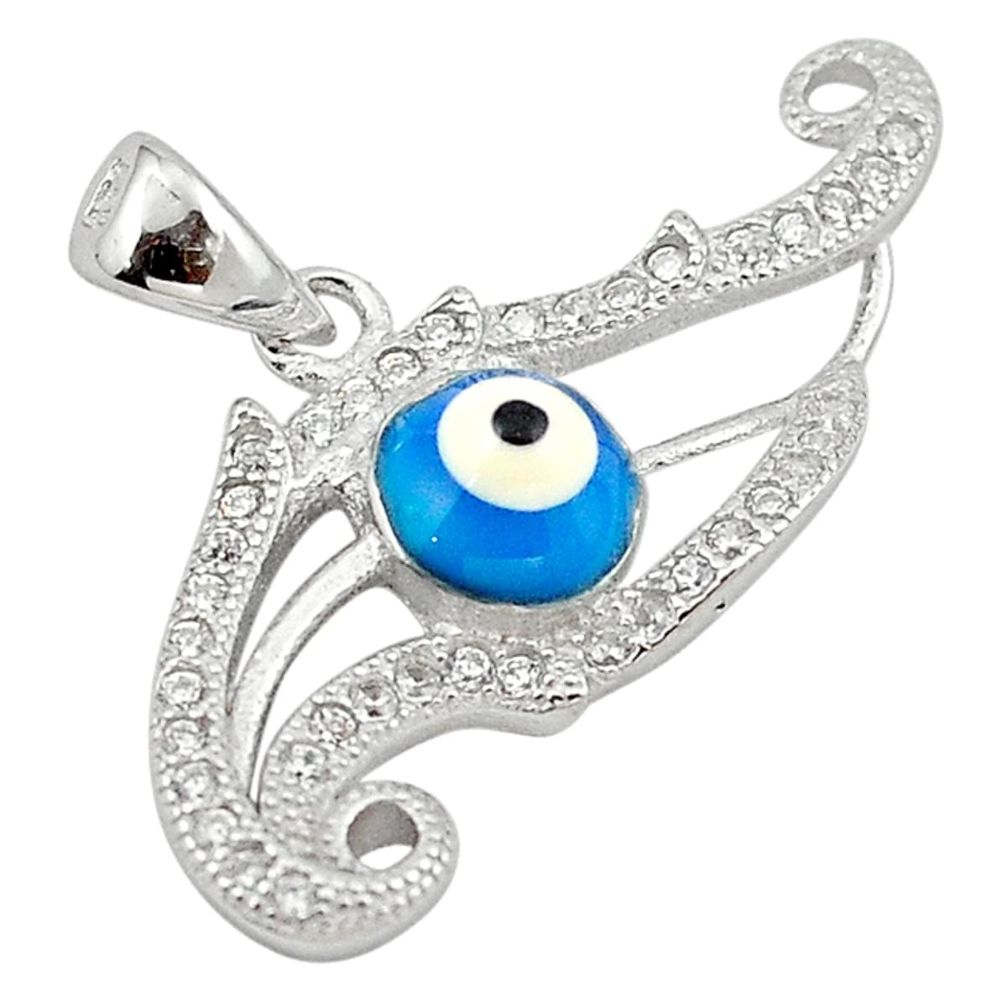 Blue evil eye talismans topaz 925 sterling silver pendant jewelry c20925