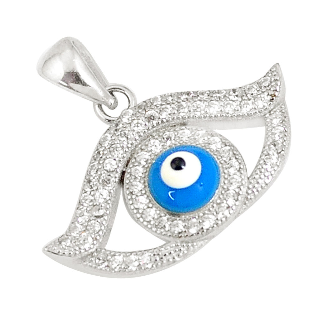 2.92cts blue evil eye talismans topaz 925 sterling silver pendant jewelry c21122