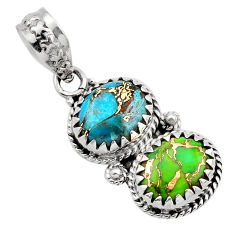 8.51cts blue green copper turquoise 925 sterling silver pendant jewelry y87887