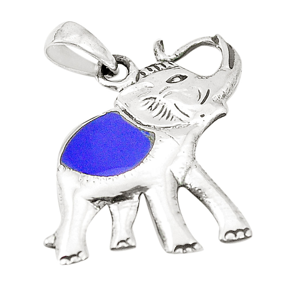 Blue lapis lazuli enamel 925 sterling silver elephant pendant a79714 c13761