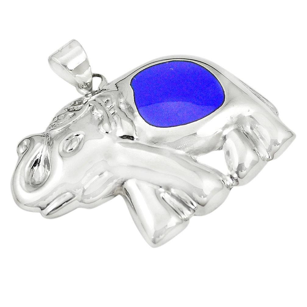 Blue lapis lazuli enamel 925 sterling silver elephant pendant a79769 c13684