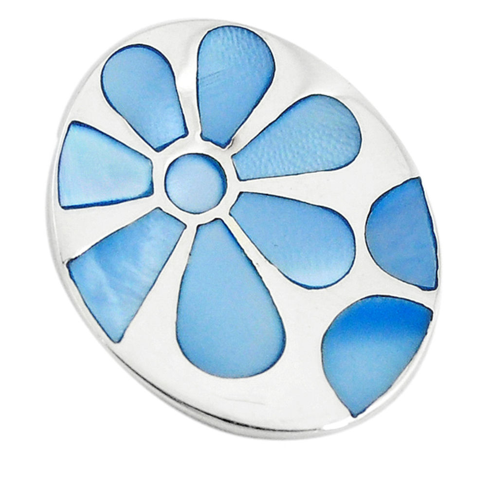 Blue pearl enamel 925 sterling silver flower pendant jewelry a74734 c14480