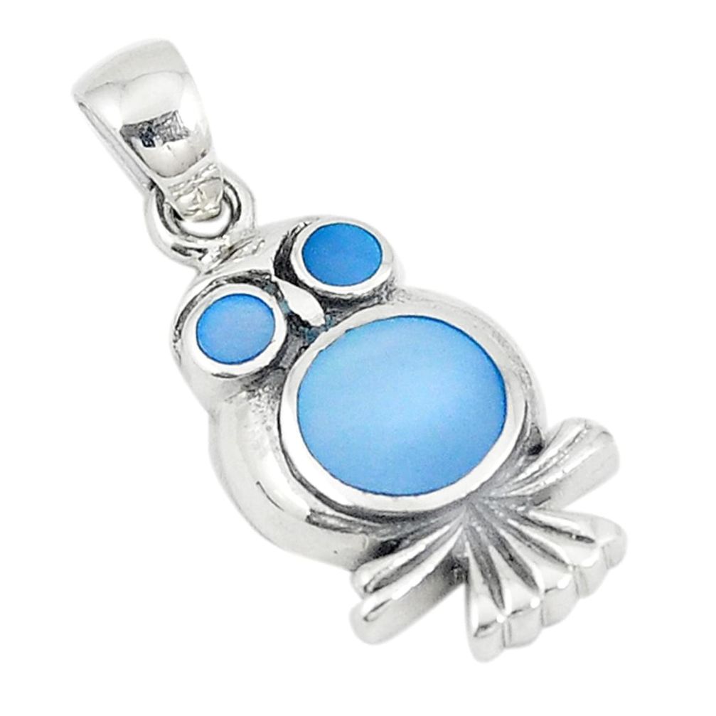 Blue pearl enamel 925 sterling silver owl pendant jewelry a74738 c14508