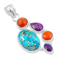 9.37cts blue purple copper turquoise mojave turquoise 925 silver pendant u29296