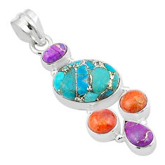 Clearance Sale- 9.41cts blue purple copper turquoise mojave turquoise 925 silver pendant u29321