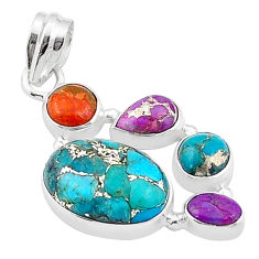 Clearance Sale- 8.38cts blue purple copper turquoise mojave turquoise 925 silver pendant u29328