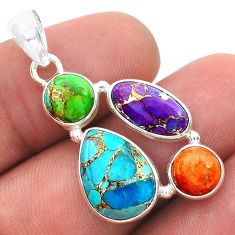 10.10cts blue purple copper turquoise mojave turquoise 925 silver pendant u65616