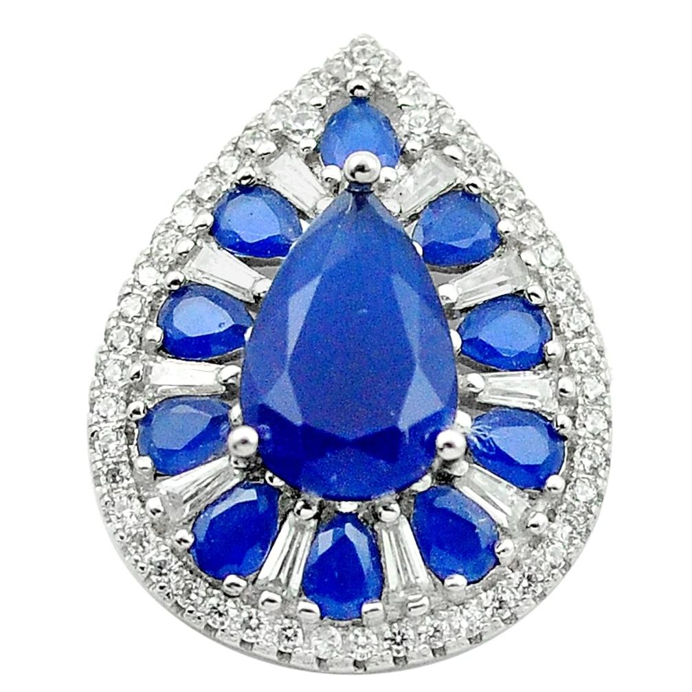 Blue sapphire quartz topaz 925 sterling silver pendant jewelry c19058