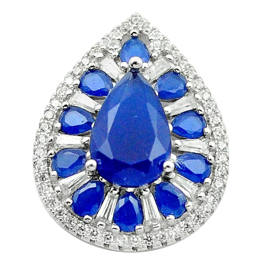 Blue sapphire quartz topaz 925 sterling silver pendant jewelry c19060