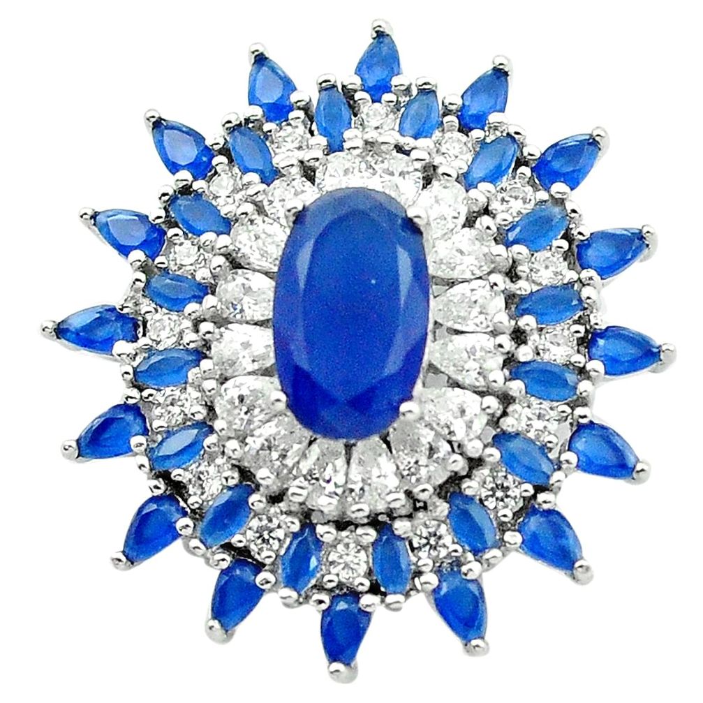 Blue sapphire quartz topaz 925 sterling silver pendant jewelry c19131