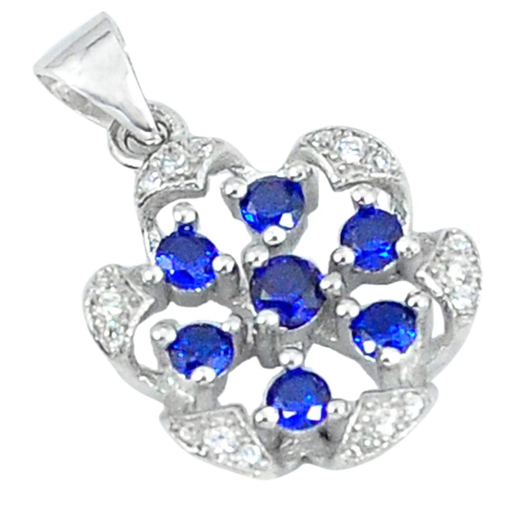 Blue sapphire quartz topaz 925 sterling silver pendant jewelry c22777