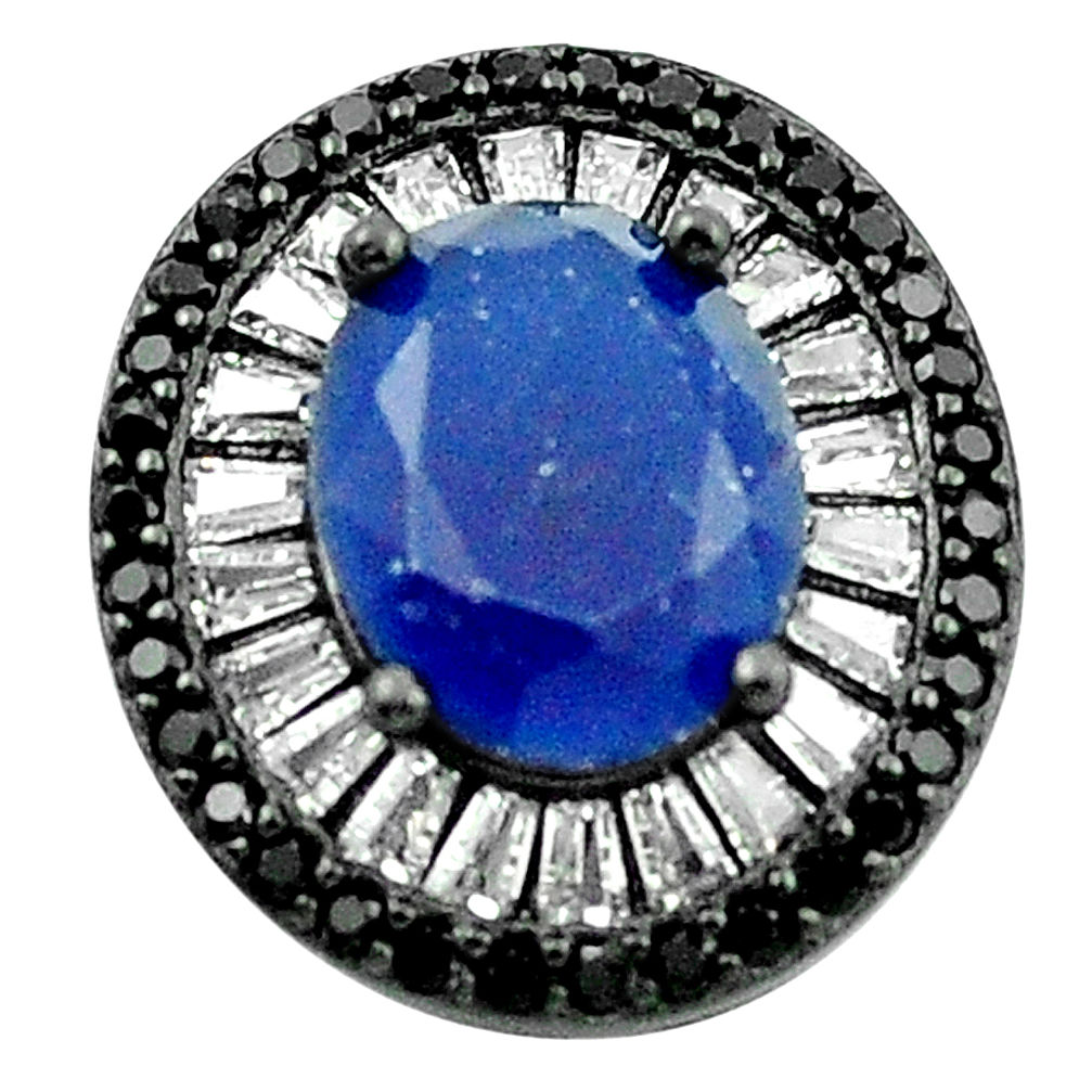 Blue sapphire quartz topaz rhodium 925 sterling silver pendant jewelry c19094