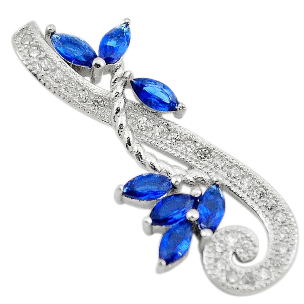 Blue sapphire quartz white topaz 925 sterling silver pendant jewelry c22133
