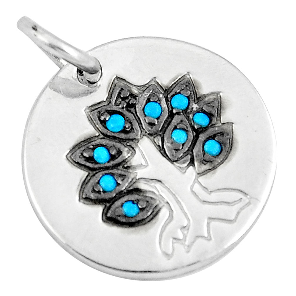 Blue sleeping beauty turquoise 925 silver tree of life pendant a86601 c24853