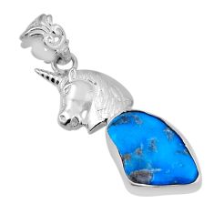 9.61cts blue sleeping beauty turquoise 925 sterling silver horse pendant n29634
