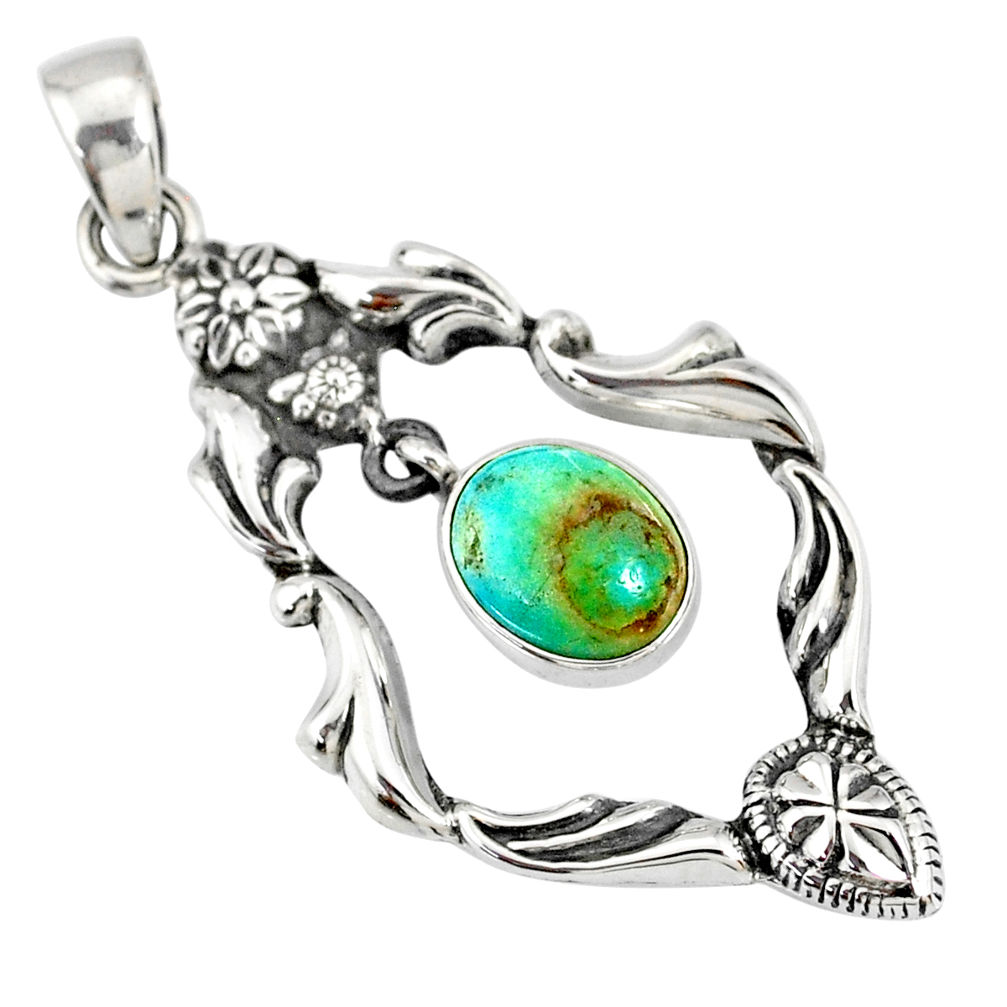 4.29cts blue sleeping beauty turquoise 925 sterling silver pendant r77831