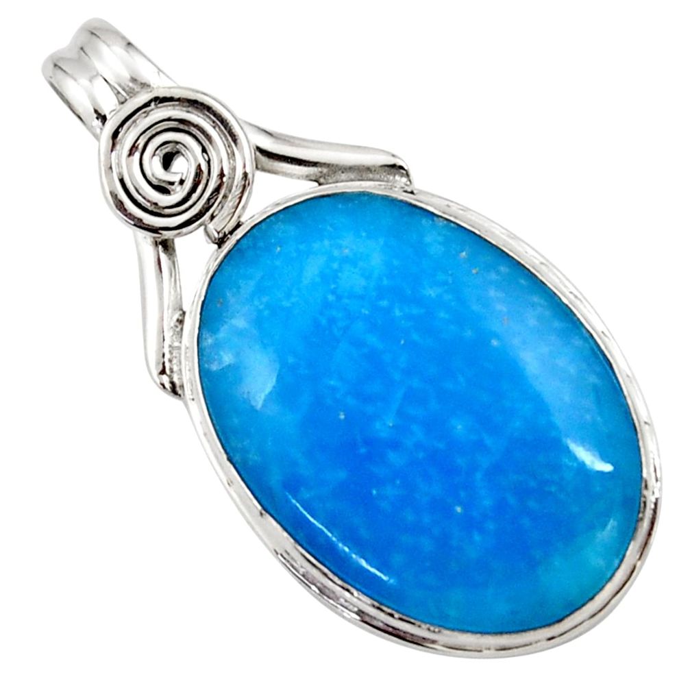 17.18cts blue smithsonite 925 sterling silver pendant jewelry r27776