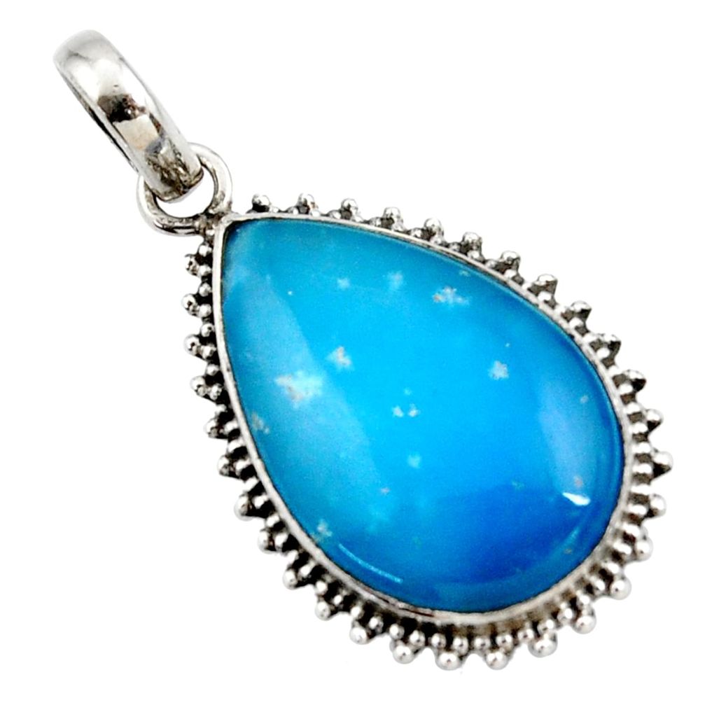 17.18cts blue smithsonite 925 sterling silver pendant jewelry r27778