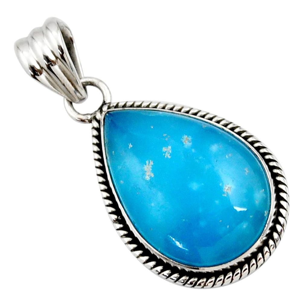 18.10cts blue smithsonite 925 sterling silver pendant jewelry r27915