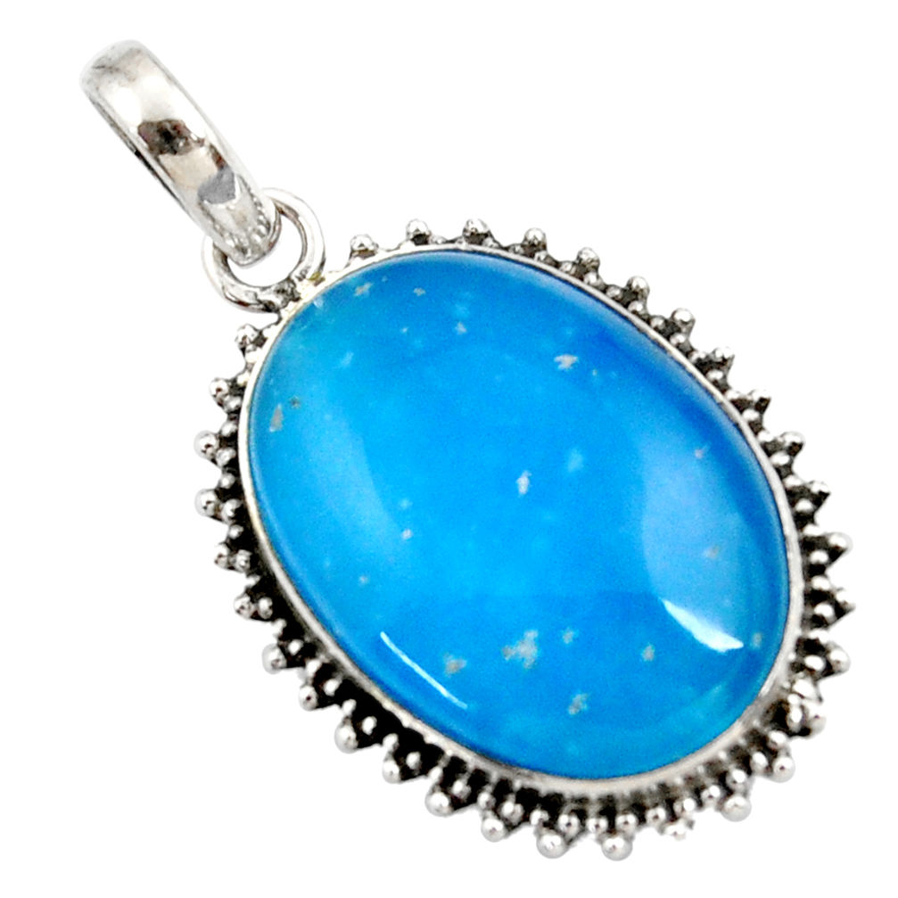 19.23cts blue smithsonite 925 sterling silver pendant jewelry r27918