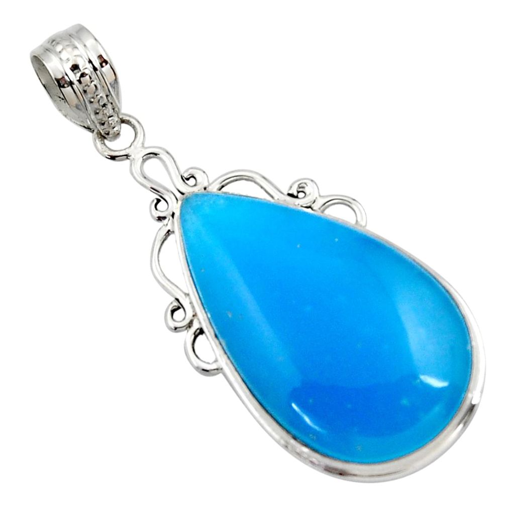 18.70cts blue smithsonite 925 sterling silver pendant jewelry r27919