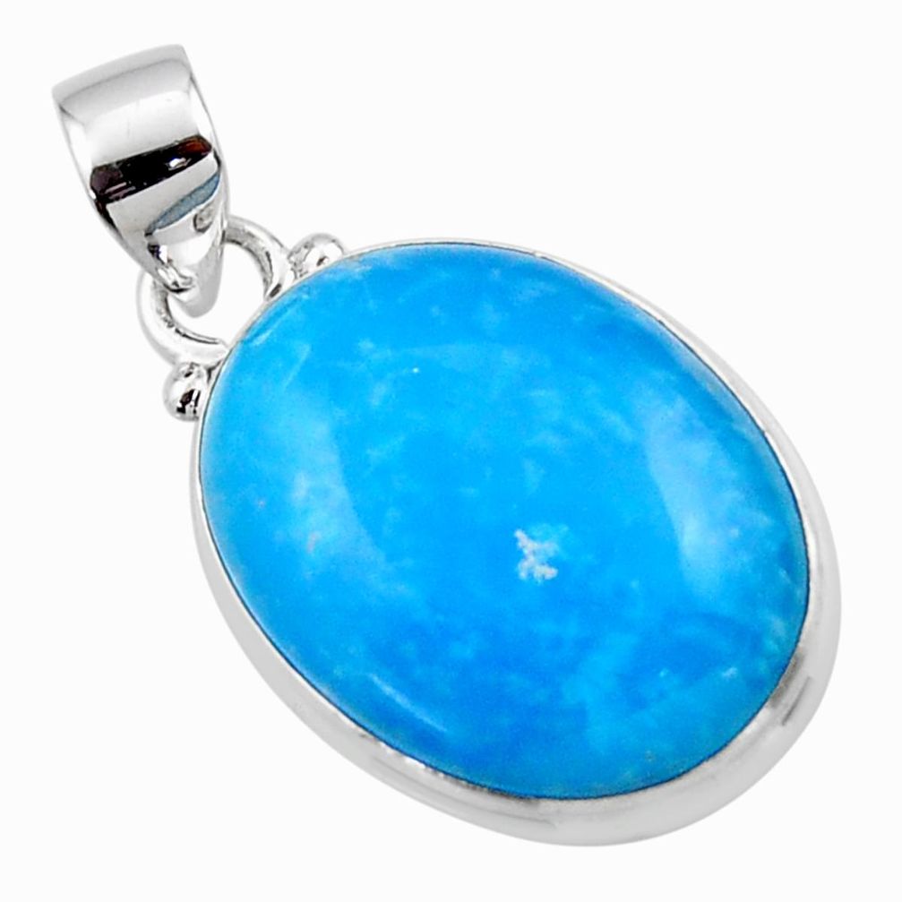 13.67cts blue smithsonite 925 sterling silver pendant jewelry r46531