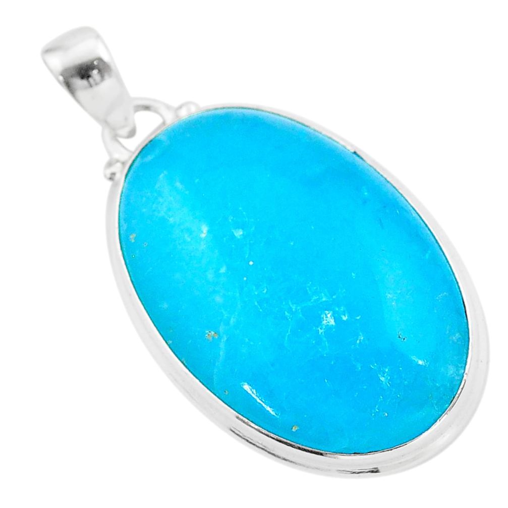 22.02cts blue smithsonite 925 sterling silver handmade pendant jewelry t42381