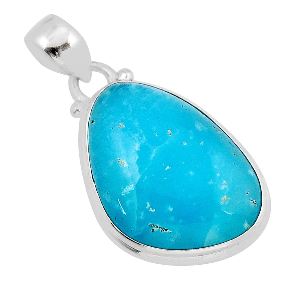 15.05cts blue smithsonite fancy shape 925 sterling silver pendant jewelry y52427
