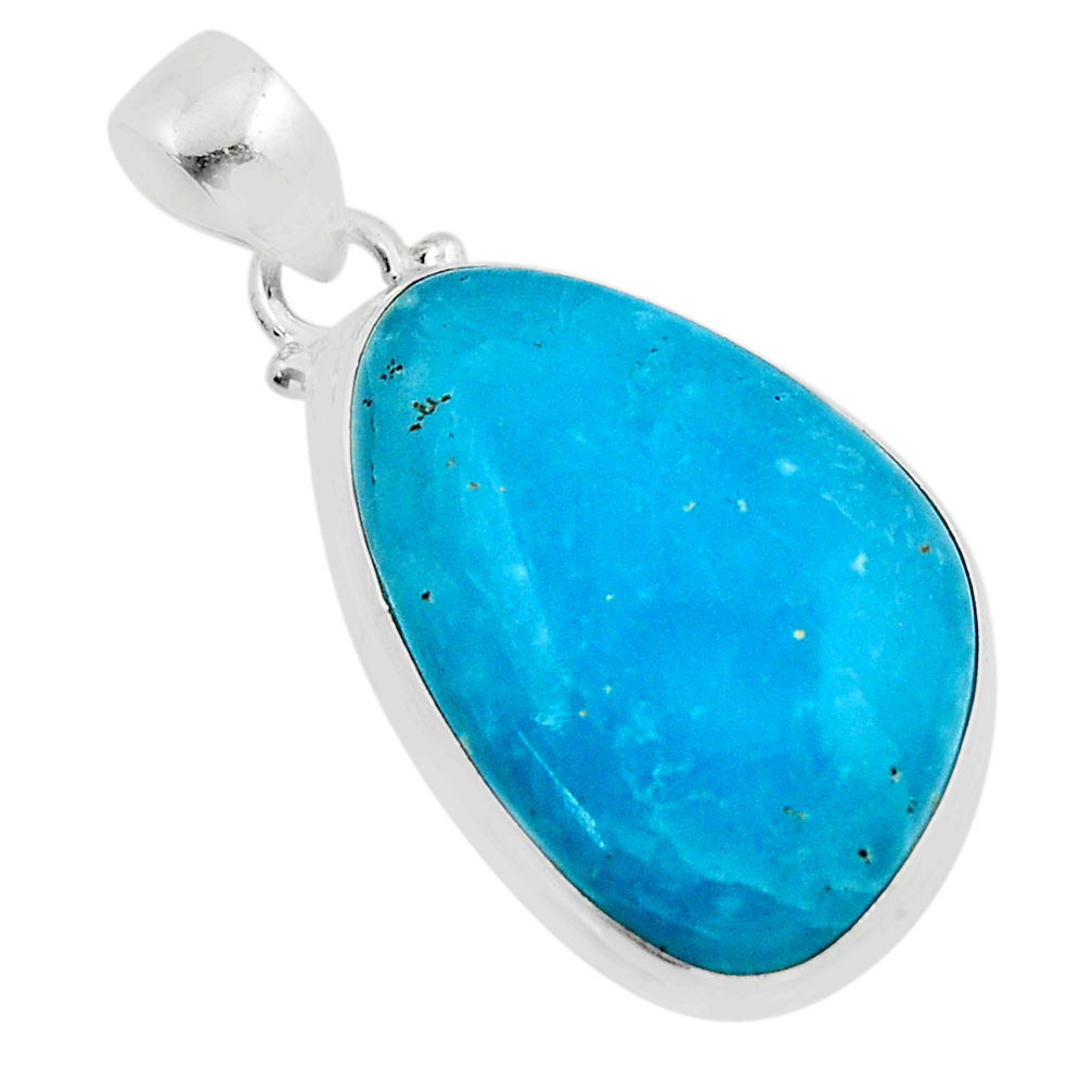 17.42cts blue smithsonite fancy shape 925 sterling silver pendant jewelry y53411
