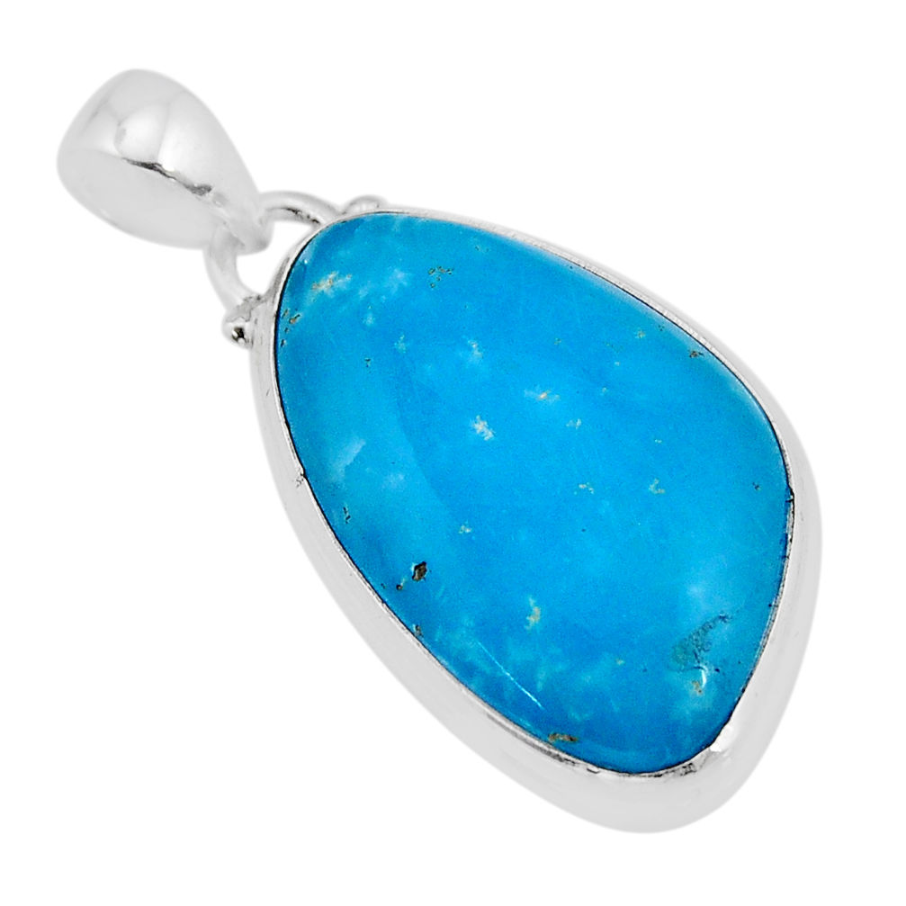 18.36cts blue smithsonite fancy shape 925 sterling silver pendant jewelry y71442