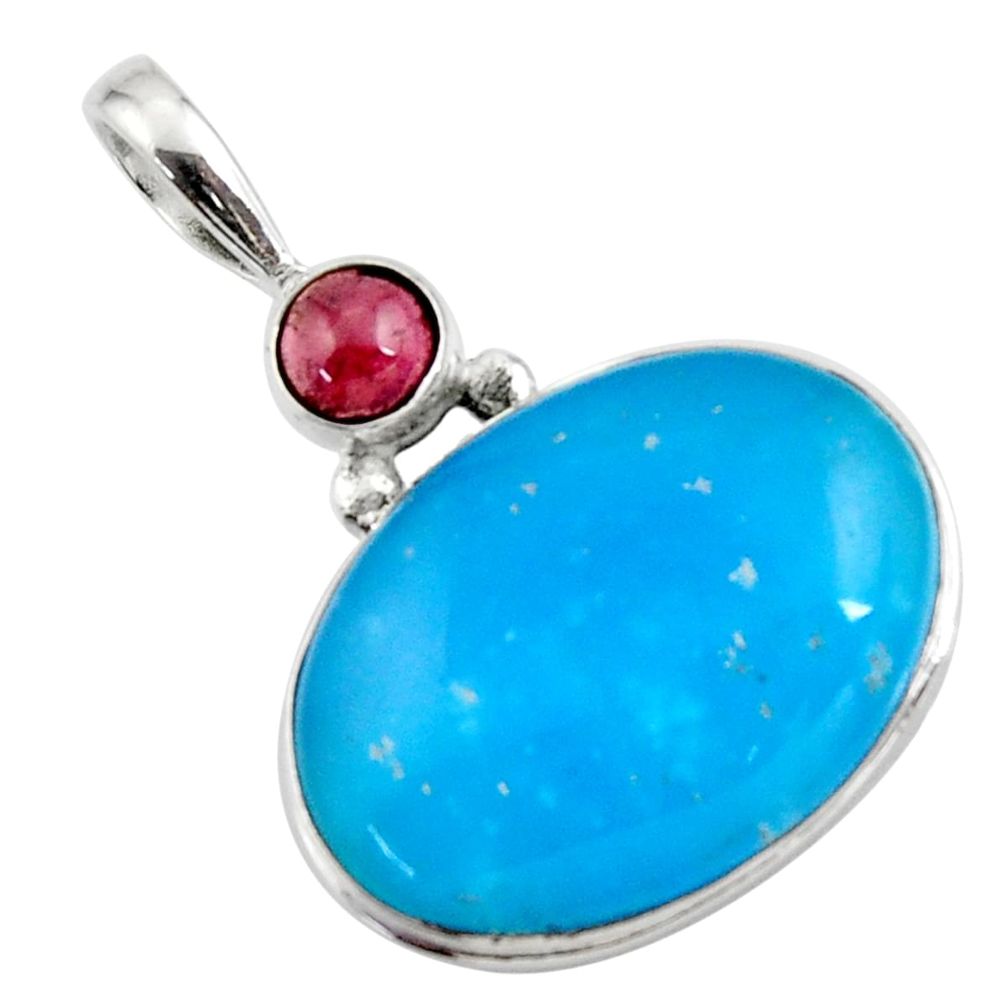 17.18cts blue smithsonite garnet 925 sterling silver pendant jewelry r27775