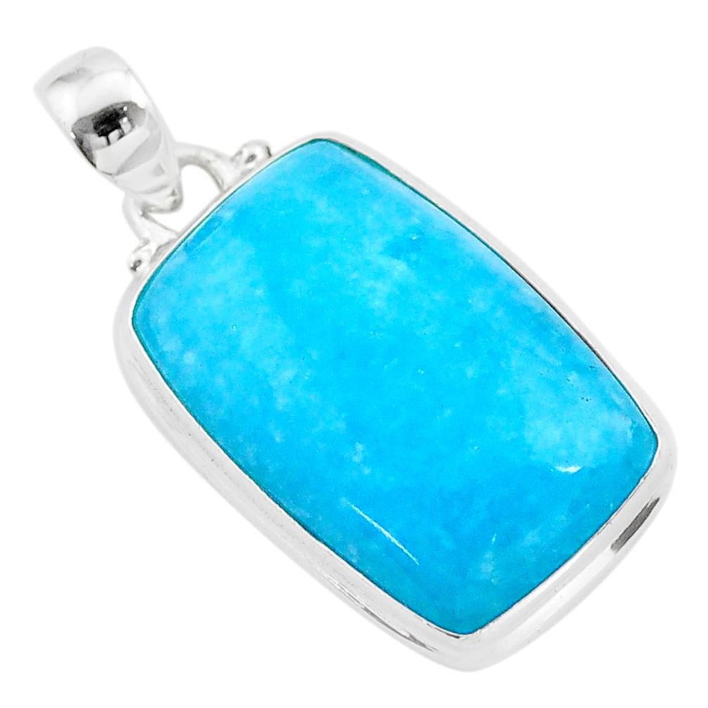 19.60cts blue smithsonite octagan 925 sterling silver pendant jewelry t42387