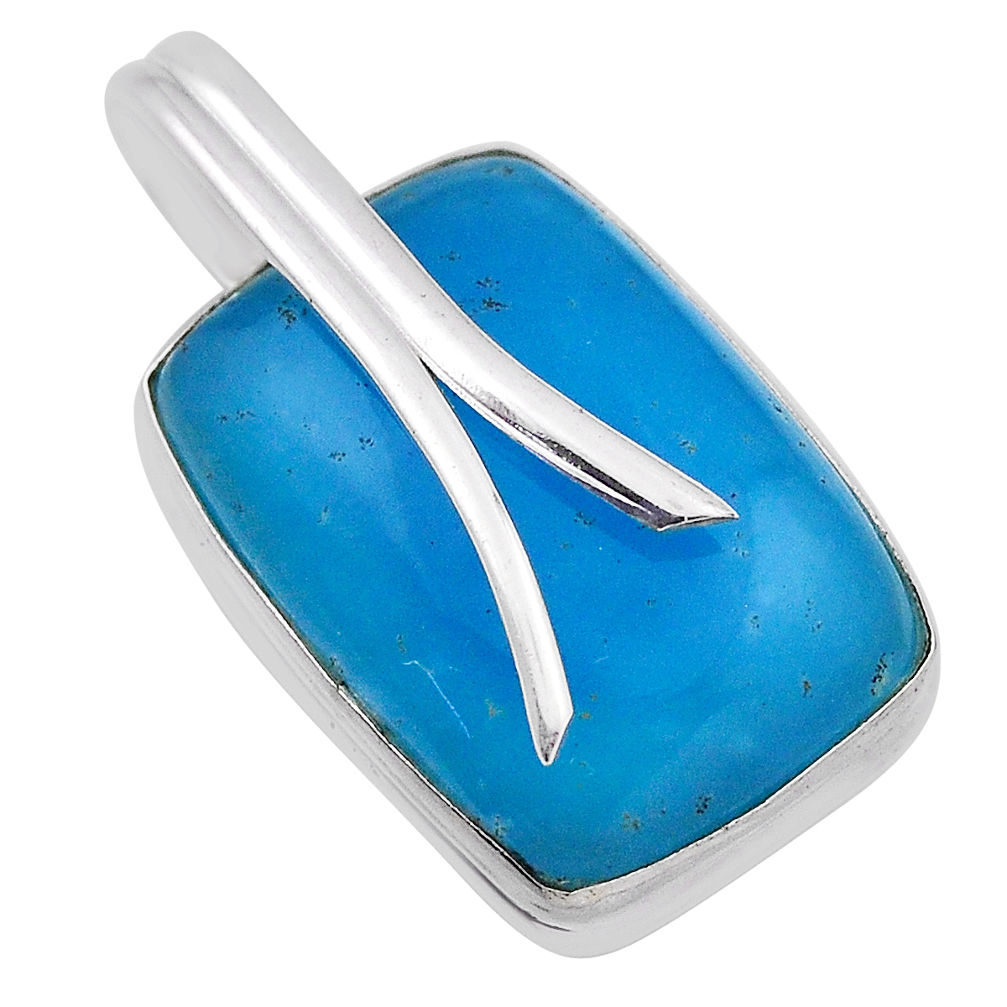15.96cts blue smithsonite octagan shape sterling silver pendant jewelry n31108