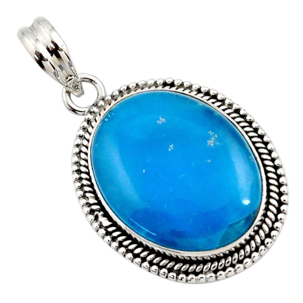 15.85cts blue smithsonite oval 925 sterling silver pendant jewelry r27910