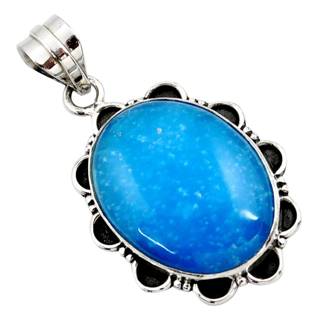 17.42cts blue smithsonite oval 925 sterling silver pendant jewelry r27911