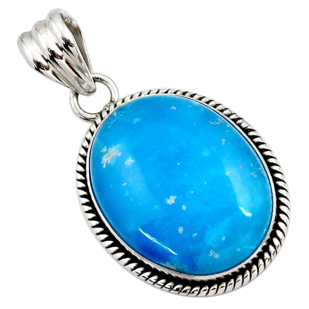 19.23cts blue smithsonite oval 925 sterling silver pendant jewelry r27912