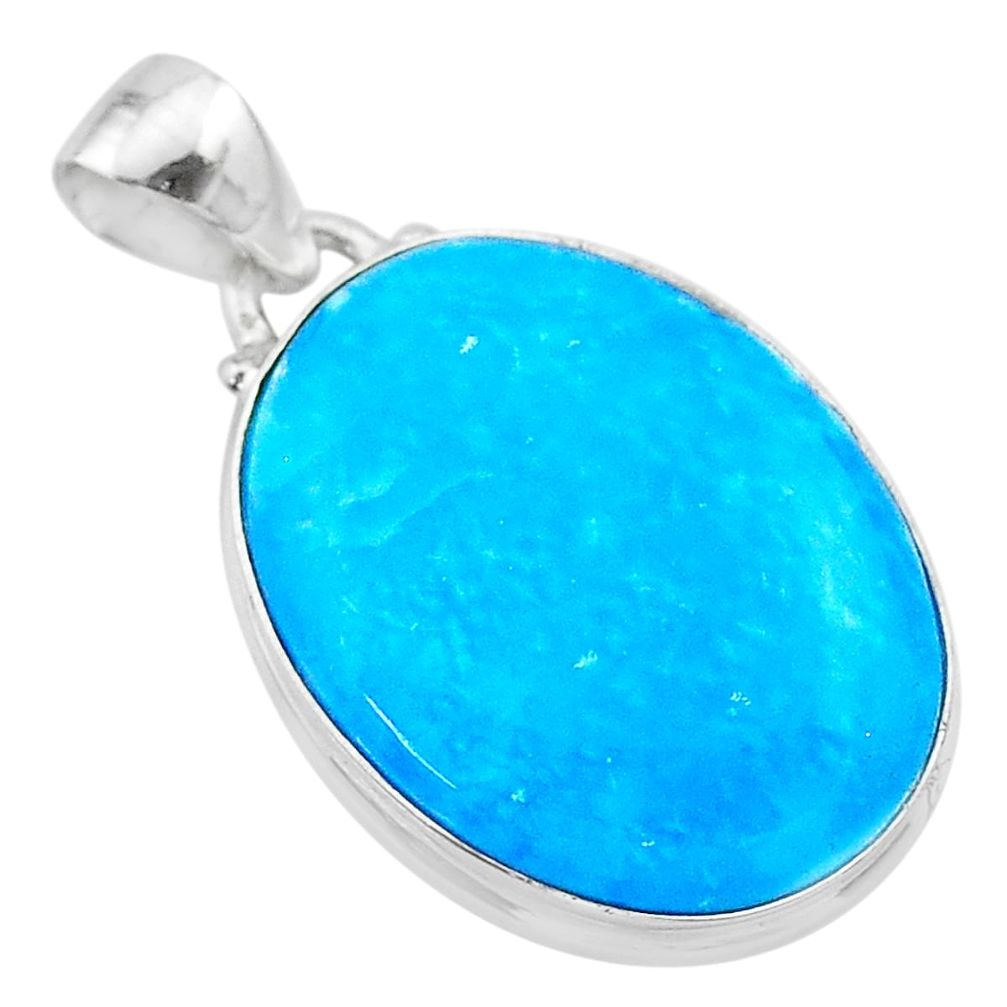 16.07cts blue smithsonite oval 925 sterling silver pendant jewelry t22783