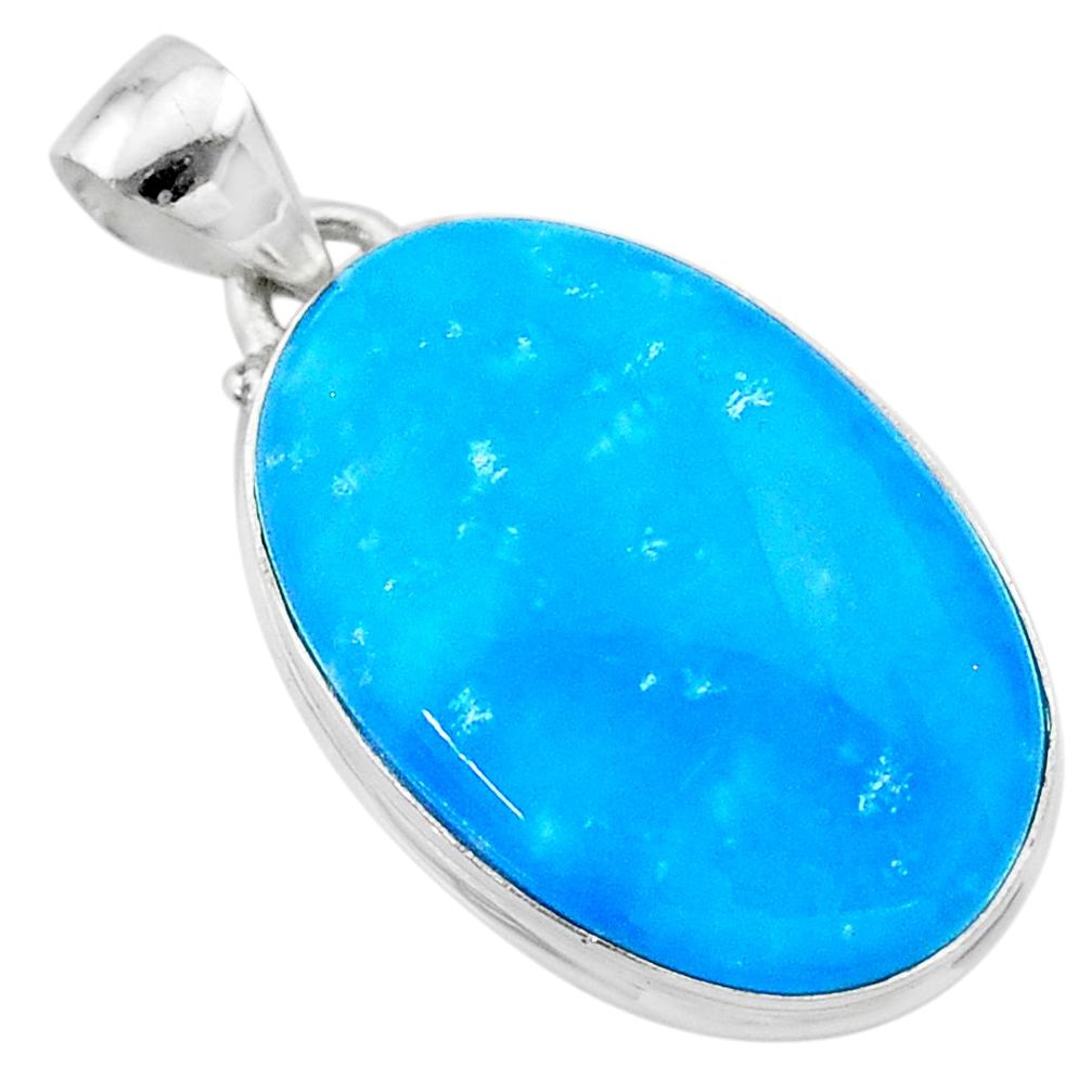 17.65cts blue smithsonite oval 925 sterling silver pendant jewelry t22785