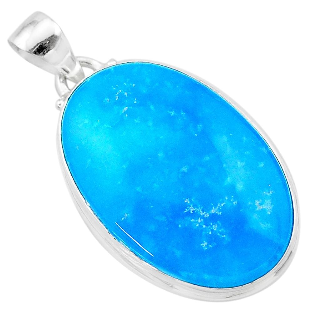 20.36cts blue smithsonite oval 925 sterling silver pendant jewelry t22799