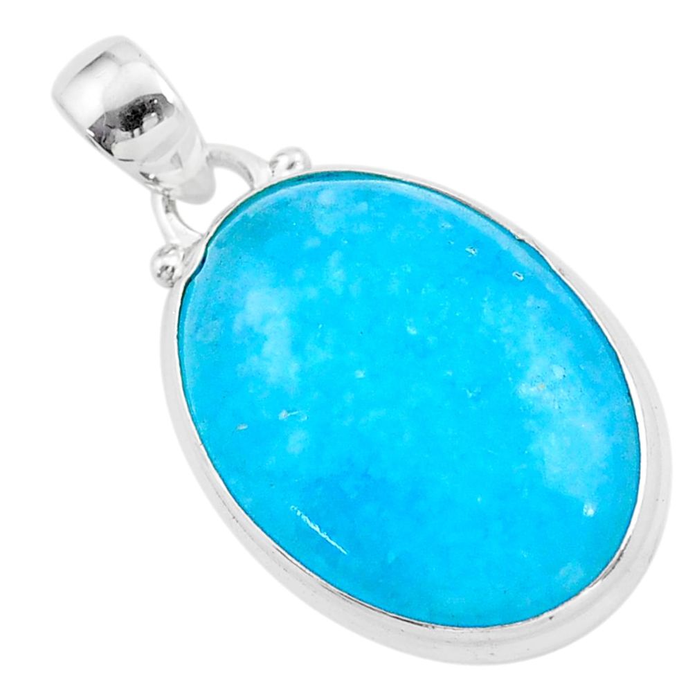 17.10cts blue smithsonite oval 925 sterling silver pendant jewelry t42348
