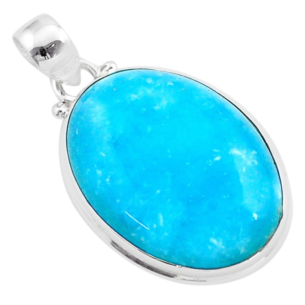 18.15cts blue smithsonite oval 925 sterling silver pendant jewelry t42365