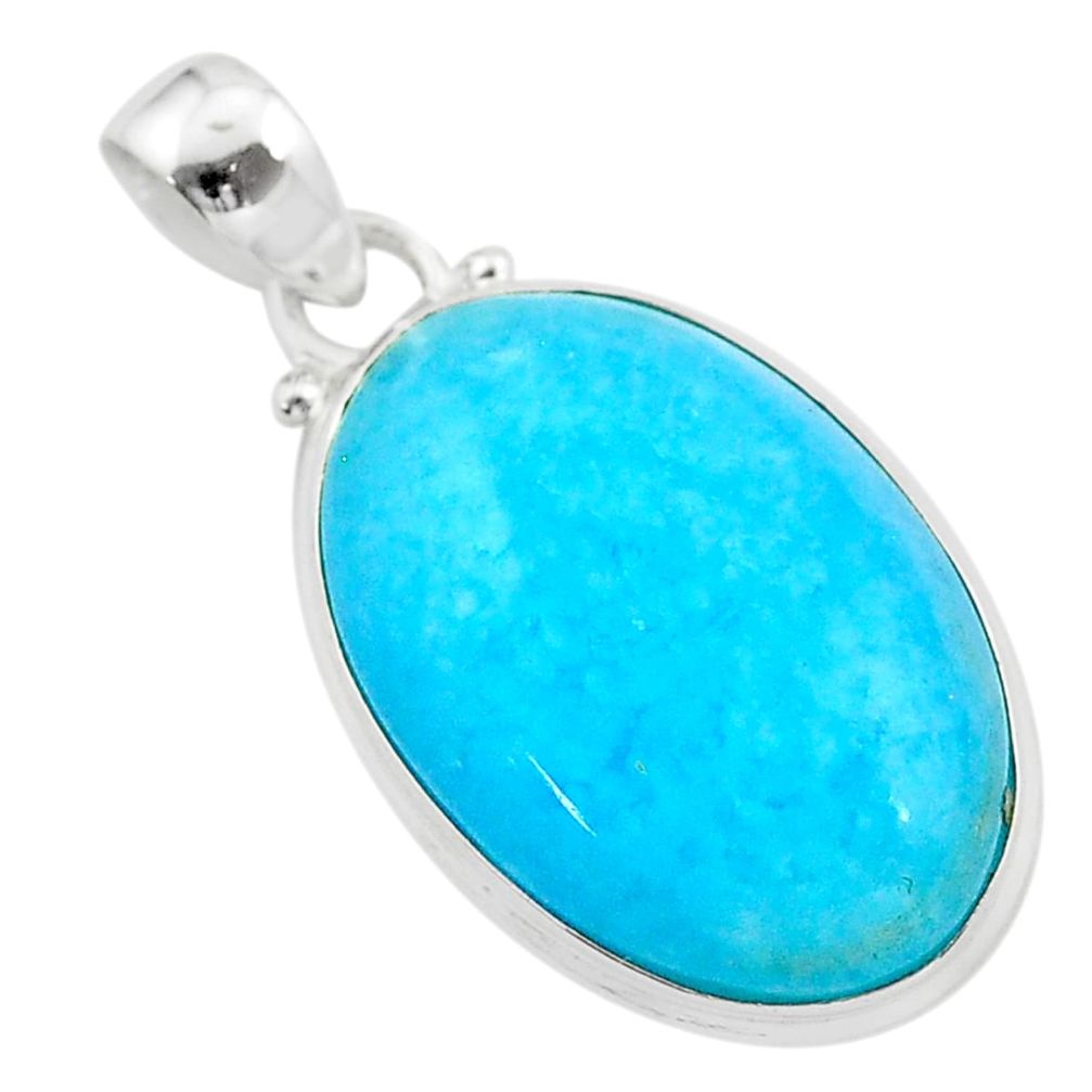 17.02cts blue smithsonite oval 925 sterling silver pendant jewelry t42370