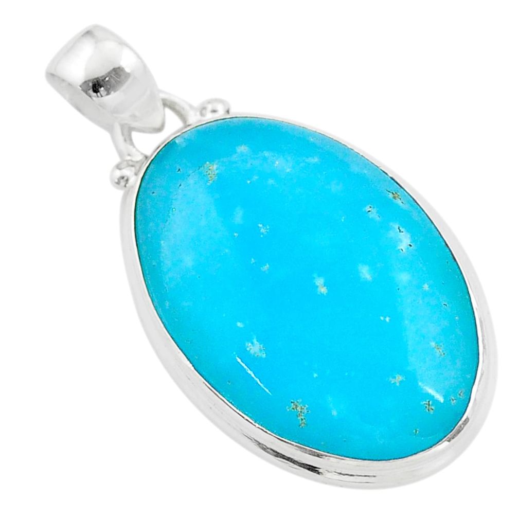 16.73cts blue smithsonite oval 925 sterling silver pendant jewelry t42373