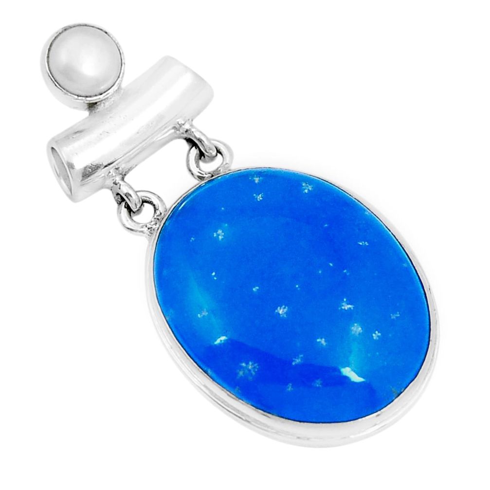 22.23cts blue smithsonite oval pearl 925 sterling silver pendant jewelry y5621