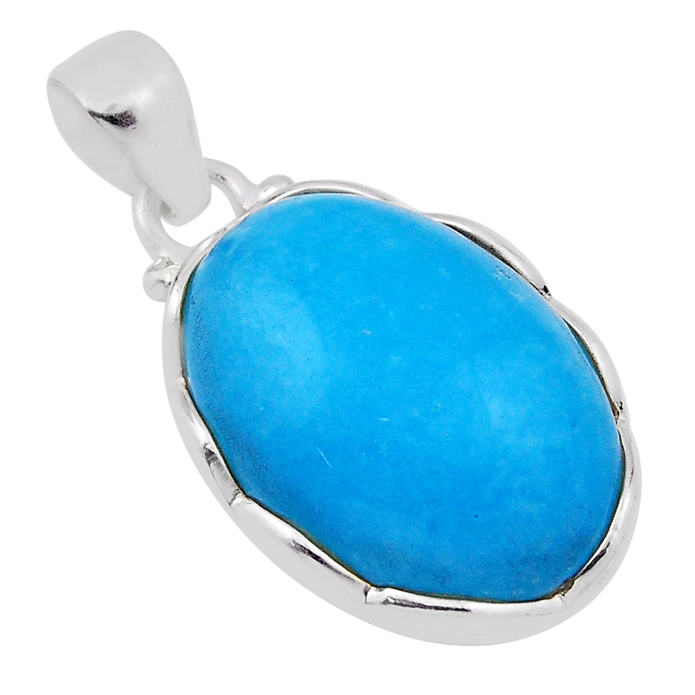 15.55cts blue smithsonite oval shape 925 sterling silver pendant jewelry n31105